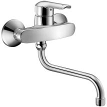 Hansa – Miscelatore monocomando da parete in cromo per cucina – Sporgenza 232mm, Portata 12l/min, Ottone DZR