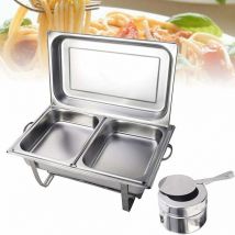 Senderpick - 7,5L Chafing Dish Réchaud en acier inoxydable Récipient de restauration Buffet Party 2 casseroles