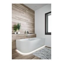 Riho - Desire Bañera rinconera, versión izquierda, blanco satinado,