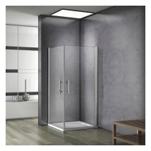 Aica Sanitaire - 76x76x197cm porte de douche pivotante avec un receveur correspondant à la dimension de la cabine de douche