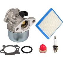 799868 Kit Carburateur Avec Poire D'Amorçage Et Filtre À Air 491588 Compatible Avec Les Moteurs Briggs & Stratton 4 À 7 Cv 498170,497586,497314..