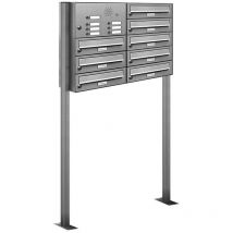 Al Briefkastensysteme - 7er Edelstahl Briefkasten Standanlage Freistehend Mit Klingel