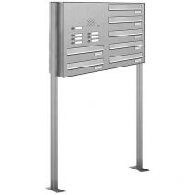 Al Briefkastensysteme - 7er V2A Edelstahl Briefkastenanlage Standsystem Freistehend Durchwurf - Klingel