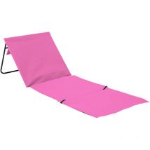 Tapis de plage rembourré pliable avec dossier, acier et toile Oxford, jardin, imperméable, poignée de transport, 149,5x50,5x42 cm (l x l x h), gris,