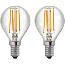 7hSevenOn Premium - Bombilla LED Esférica E14 4W (Pack 2), Aluminio/Policarbonato, 40W Equi, 470lm, Temperatura 2700K, Ángulo Apertura 330o, Clase