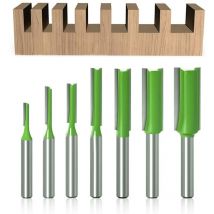 7Pcs Fraise droite à queue de 6 mm, Fraise Droite Defonceuse, pour Bois Carbure de TungstèNe Outil de Travail Du Bois,3mm 4mm 5mm 6mm 8mm 10mm 12mm
