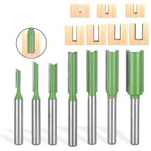 Jalleria - 7pcs Straight Router Bit, Single Double Groove Woodworking Straight Router Bit, 6mm Router Bit, for Wood Tungsten Carbide Woodworking Tool