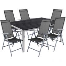 7tlg Gartenmöbel Set Alu Non-Wood 180x90cm Hochlehner -D726843+6xDMC5000DG