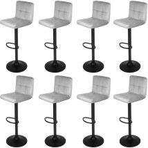 Haloyo - 8 Barhocker Set Barstuhl Tresenhocker Bistrohocker Designer Hocker mit Rückenlehne, Sitzfläche aus Samt, höhenverstellbar drehbar-hellgrau