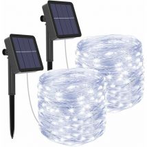 8 Éclairage Modes 120 led Solar String Fée Lumières 2-Pièce, 12 Mètre Longueur, Froid Blanc,halloween, noël, fête [Classe énergétique a+++]