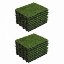 Oviala - Lot de 16 dalles clipsables gazon artificiel vert