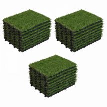 Oviala - Lot de 24 dalles clipsables gazon artificiel vert
