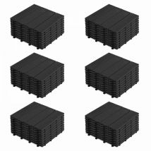 Oviala - Lot de 48 dalles clipsables en bois composite gris