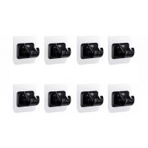 Cyslmuk - 8 Pack Black Curtain Rod Brackets, No Drilling Rod, Clear Self Adhesive Curtain Rod Holders