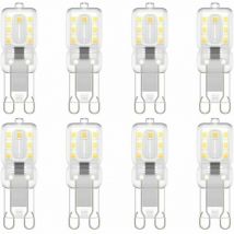 Swyeoot - 8 Pack G9 led Light Bulbs, G9 led 220V Natural White 5500K 3W Halogen Equivalent 30W [Energy Class e]