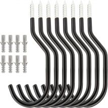 Fitags - 8 pcs Crochets de Vélo Crochets de Rangement pour Vélo à Grande Capacité Ensemble de Crochet Monté avec 8 Boulons en Plastique Plafond Mural