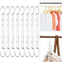 Tigrezy - 8 Pcs Space Saving Hangers, Multifunctional Practical and Durable Stainless Steel Hanger Organizer, Non-Slip Magic Metal Hanger, Save 80%