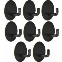 Mereteet - Lot de 8 patères, autocollantes, crochets porte-serviettes en inox, patères murales, noir, idéales pour salle de bain, wc, cuisine,