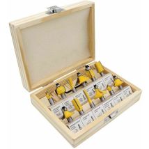 8 pièces 12 pièces boîte en bois jaune 12 pièces ensemble de couteaux à bois mèche à bois avec boîte de rangement en bois pour salle d'outils à bois