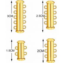 Yzmrbdqc - 8 Pièces 4 Tailles Fermoir à Glissière Serrure Collier Connecteur Multi Brins Fermoirs à Glissière avec Bote de Rangement pour Bracelet en