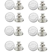 8 Piecès Bouton de Jeans, Boutons de Jeans, Bouton Rétractable Jean, 17mm Boutons Instantanés Détachables, Boutons en Jean de Remplacement, pour DIY,
