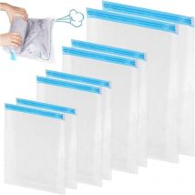 8 Pièces Sac Sous Vide Roulé à la Main, Sacs de Compression, Imperméable et Réutilisables Sac de Voyage sous Vide, pour Vêtements, Literie