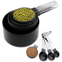 8 pièces Tasses et Cuillères à Mesurer, Lot de Cuillere à Mesurer Inclure 4 Cuillère Doseuse et 4 Tasses de Mesure, Cuilleres Doseuses pour Mesurer