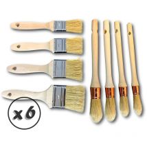 8 pinceaux plats et ronds Lot de 6 4 pinceaux type queue de morue 30-40-50-60 et 4 pinceaux à rechampir ø 15-18-21-25 mm 100 % soie qualité hyper pro