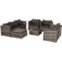 8-Seat Garden Rattan Furniture Dinning Sets Patio Outdoor Sofa With Free Rain Cover Dark Gray Sofa Cover -Gray Rattan