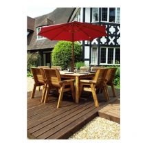 Charles Taylor 8 Seater Wooden Square Garden Dining Table & Chairs Parasol Red