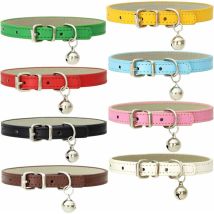 Minkurow 8er-pack Katzenhalsbänder Aus Leder, Handgefertigte Glöckchen Mit Strapazierfähiger, Verstellbarer Metallschnalle Für Kleine Tiere Im Innen- 