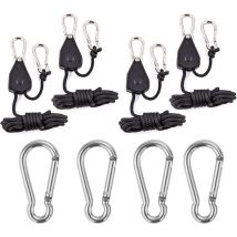 8 Stück Seil Ratsche Mit Haken Fuß Langer Einstellbarer Hochleistungs Seilzug (68 Kg Gewichtskapazität) Verstärktes Metall,2 Paar, Schwarz