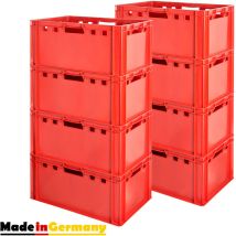Kingpower - 8 Stück E3 Fleischkisten Rot Kisten Eurobox Lebensmittelecht Metzgerkiste Box Aufbewahrungsbox Kunststoff Wanne Plastik Stapelbar