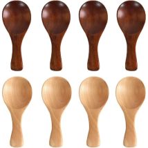 8-teiliges Set Aus Holzlöffeln: Milchlöffel, Salzlöffel, Mini-teelöffel, Mini-löffel, 2 Farben, Mit Kurzen Griffen, Für Gewürze, Eiscreme, Soßen, Tee,