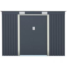 Carlton - 8 x 4 (2.61m x 1.21m) Double Door Metal Pent Shed - Dark Grey