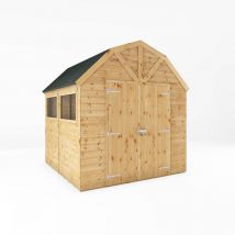 Waltons - 8 x 8 Feet Premium Shiplap Dutch Barn Shed - Timber - L240.8 x W253.9 x H262.6 cm - Brown