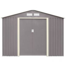 Carlton - 8 x 6 (2.61m x 1.81m) Double Door Metal Apex Shed - Light Grey