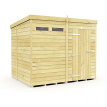 8 x 6 Feet Pent Security Shed - Single Door - Wood - L178 x W243 x H201 cm