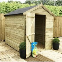 8 x 6 Premier Windowless Pressure Treated Tongue And Groove Single Door Apex Shed With Higher Eaves And Ridge Height