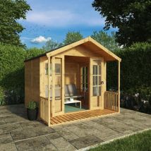 8 x 8 Wooden Summerhouse Shiplap Apex Garden Room with Veranda - Waltons