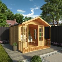 10 x 8 Wooden Summerhouse Shiplap Apex Garden Room with Veranda - Waltons