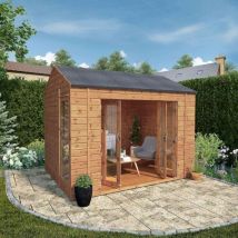 Waltons - 10 x 8 Wooden Summerhouse Bifold Double Doors Reverse Apex Shiplap Garden Room