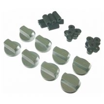 8 x Creda Universal Cooker/Oven/Grill Control Knob And Adaptors Silver