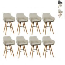 Skecten - 8 x tabouret de bar, chaise bar/comptoir, tissu, beige
