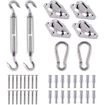 Sekey - Sonnensegel-Befestigungsset, Edelstahl-Sonnensegel-Befestigungs-Befestigungs-Kit, 40-teilig