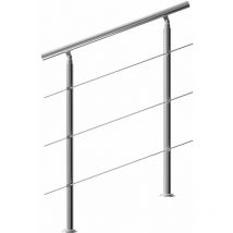 Ringhiera per scale in acciaio inox interno esterno corrimano passamano 3 crossbars (en), 100 cm (en) - Monzana