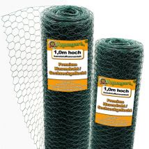 Aquagart - 80 m Hexagonal mesh Chicken fence Rabbit wire Rabbit lattice Green Hare wire 100 cm