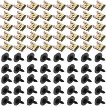 80 Pcs U-Clips et Vis Kit Universal Metal Écrous et Boulons pour Auto Clips de Fixation Voiture Kit de Clip à Vis et Écrou Écrous Fixation pour
