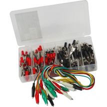 80 teiliges Krokodilklemmen Set schwarz rot + 10 Messleitungen bunt