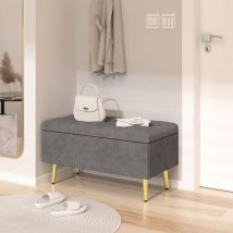 80 x 40 cm Dunkelgrau gepolsterte Bank mit Stauraum Europäischer Schrank Garderobe Bank Samt gepolsterte Bank